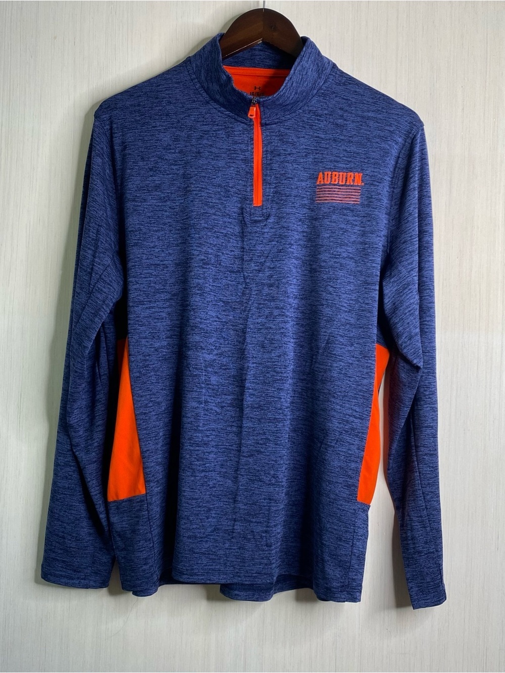 Under Armour Auburn Tigers 1/4 Zip Loose Performance Pullover Stretch Blue Large